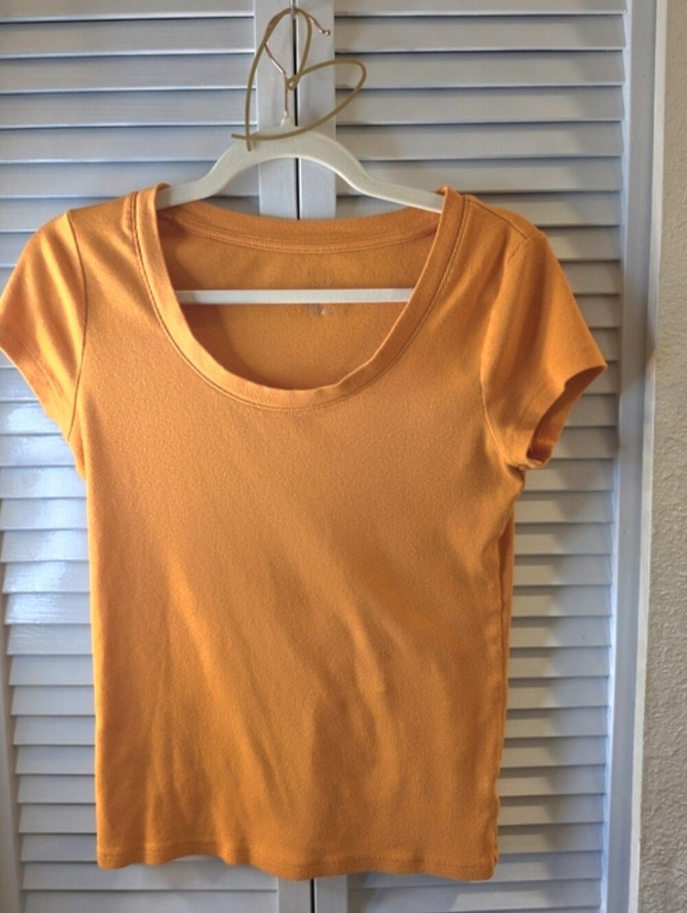 A New Day Women's Ribbed Scoop Neck Short Sleeve Top - Orange Size Medium